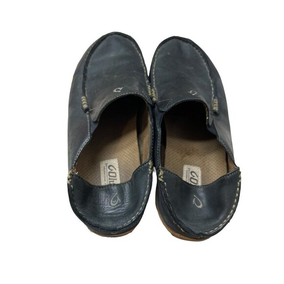 Olukai Moloa Slipper Size 8.5 Black Leather Casual Loafers Shoes 10128-4033 - Picture 8 of 10